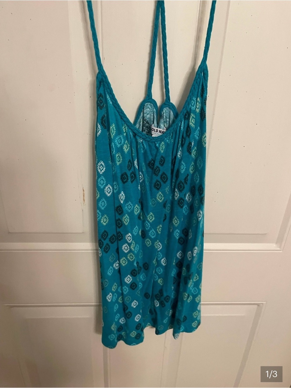 Old Navy Teal Patterned Spaghetti-Strap Camisole